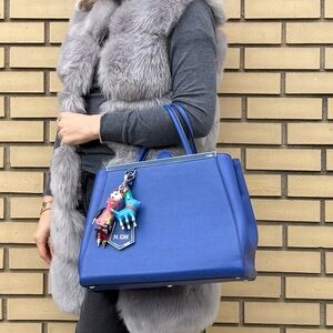Fendi Royal Blue Satchel with Patterned Handle